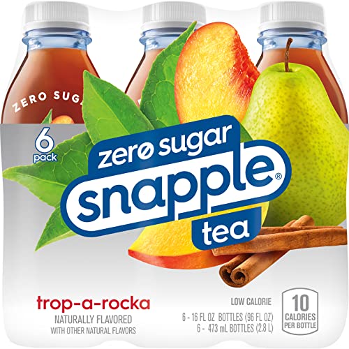 Image of Snapple Zero Sugar Trop-a-Rocka Tea, 16 fl oz recycled plastic bottle, 6 pack