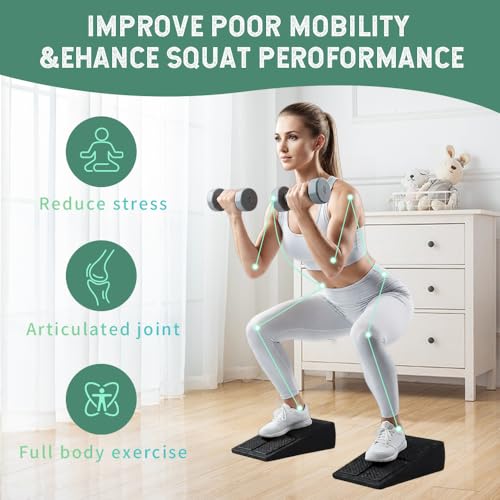 Squat Wedge Block Set of 3 - High-Density EPP Slant Board with 8.5° & 17° Stackable Angles - Deep-Groove Anti-Slip Surface for Calf Stretching, Physical Therapy & Ankle Mobility - Thumbnail 5