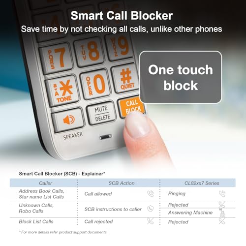 Image of AT&T CL82407 DECT 6.0 4-Handset Cordless Phone with Smart Call Blocker, Answering Machine, Caller ID Announce, Long Range, Expandable, Silver /Black