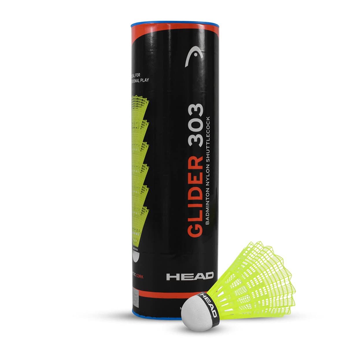 Head Glider 303 Nylon Shuttlecock with Natural Cork (Medium, Pack of 6), Green (NA370A-M)