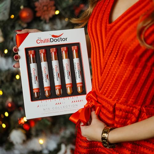The Chilli Doctor® No 5 Collection – Chilli Geschenkset mit 5 Chilipulvern - Carolina Reaper, Habanero, Bird’s Eye, Chipotle, Ancho | Ideales Geschenkset für Männer und Scharfe Gewürze Liebhaber