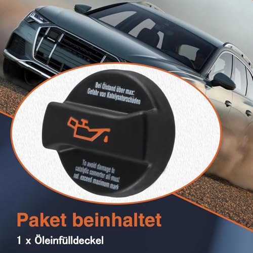 EVRBUL Motoröleinfülldeckel Öleinfülldeckel Kompatibel mit Audi A1, A2, A3, A4, A6, Q7, TT; VW Golf, Jetta, Passat, Polo,Transporter, Caddy, Crafter, Seat,Volvo Replace#:06A103485F、06A103485C