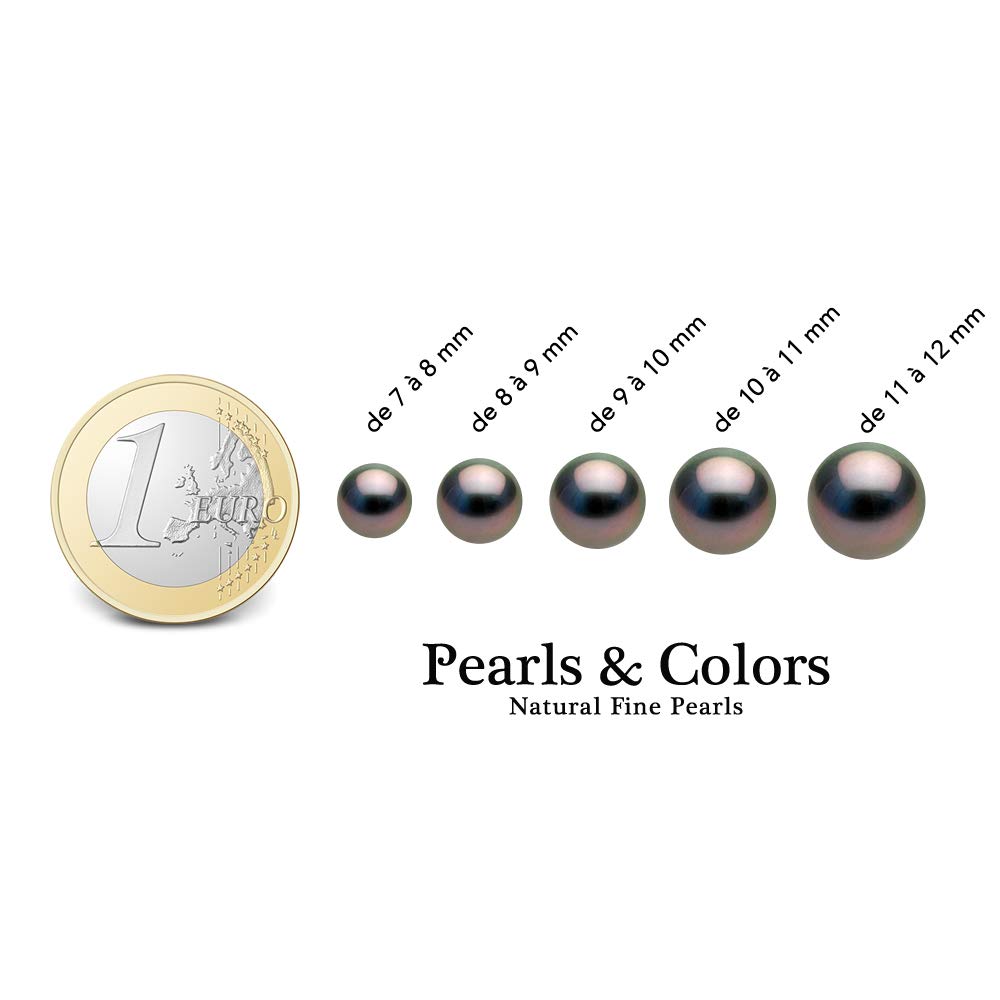 PEARLS & COLORS - Pendentif Diamant 0.010 Cts Véritable Perle de Culture de Tahiti Poire 8-9 mm - Qualité A+ - Disponible Or Jaune et Blanc - Chaîne Offerte - Bijou Femme - Écrin Offert