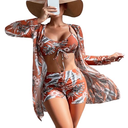 Maillot de bain pour femme masquant les complexes avec short et veste