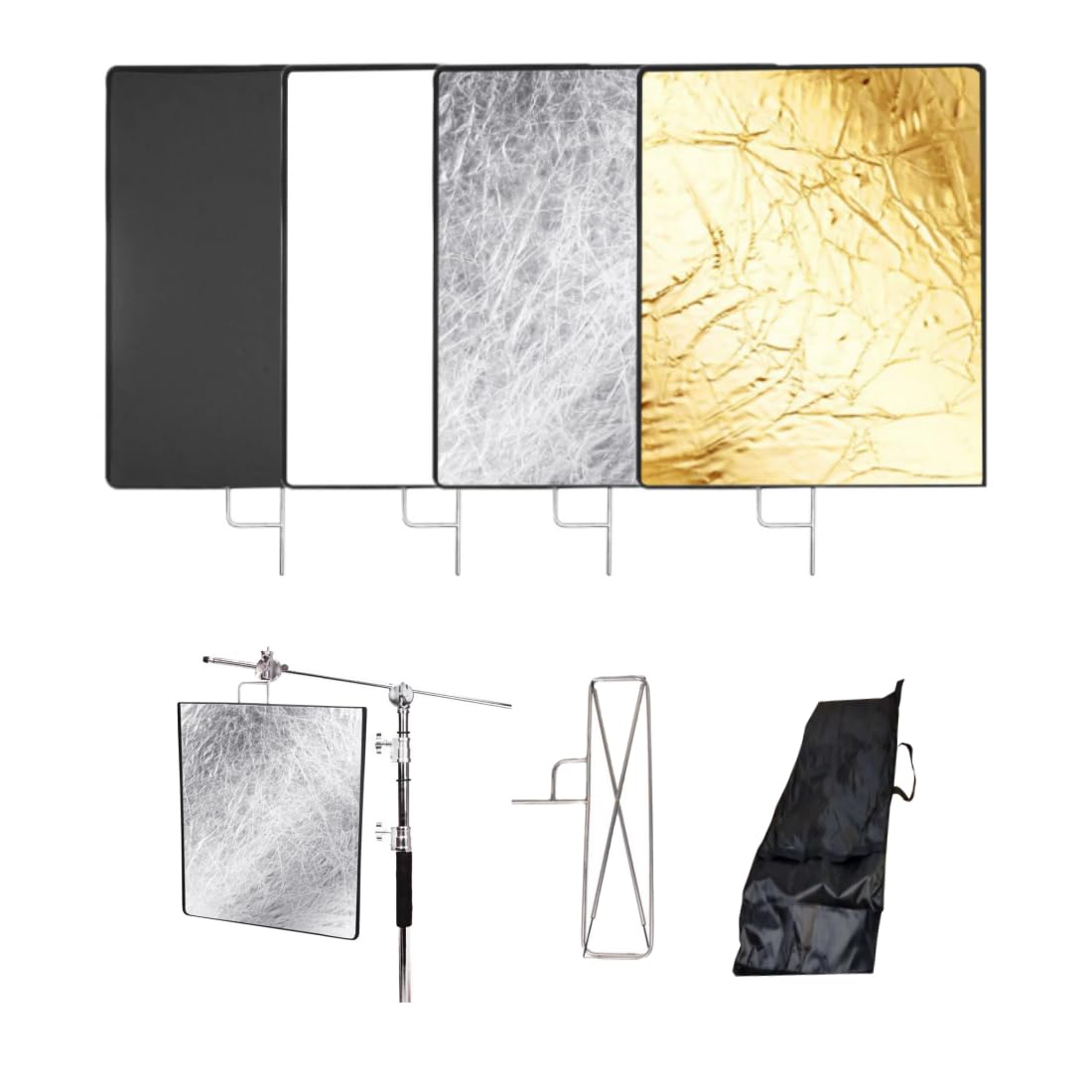 Kit de Bandera Reflectante Plegable, 60 x 75 cm, Reflector de iluminación de fotografía 4 en 1, difusor modificador de luz para Efectos de luz Suaves Studio