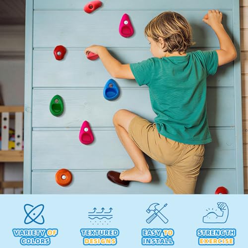 Image of 36 PCS Rock Climbing Wall For Kids, Rock Wall Climbing Holds, Adults Climbing Wall Grip Kits Holds Up To 230 Lbs For Outdoor Indoor Home Playground Play Set