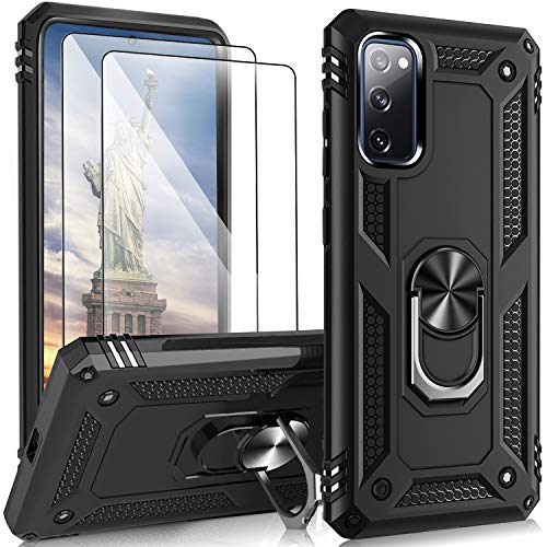Funda compatible con Samsung Galaxy S20 FE 5G funda con 2 protectores de pantalla de cristal blindado, antiarañazos, funda protectora para...