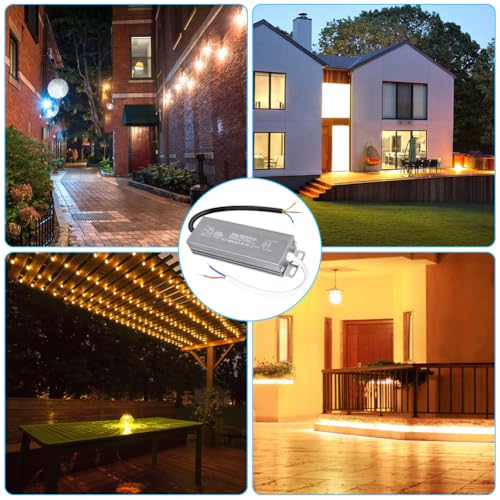 OFFCUP LED Driver, 60W 24V Lighting Transformer, 170-250V AC to 24V DC IP67 Waterproof 2.5A LED Power Supply Constant Voltage Adapter for Outdoor Garden Strip Lights LEDS Lighting Shed Light - Image 6