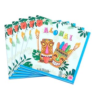 WERNNSAI Hawaiano Luau Suministros para la Fiesta – 50 Piezas Tropical Tiki Aloha Servilletas de Fiesta Almuerzo Servilletas de Papel para Fiesta en la playa Cumpleaños Verano Piscina