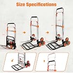 500LBS Stair Climbing Dolly, Folding Hand Truck for Stairs, Portable Aluminum Dolly Cart with 6 Wheels and Elastic Rope for Home, Moving, Groceries, WareStair Climbing Hand Truck