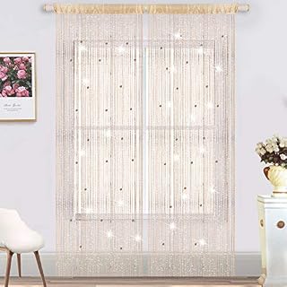 2PACK Black Bead Curtain Glass Beads Glitter String Curtains Beaded Doorway Screens Curtains Door Curtain Door Beads Curtains Multi-function Room Divider Window Doors Beaded Door Curtain 39"x78.5"
