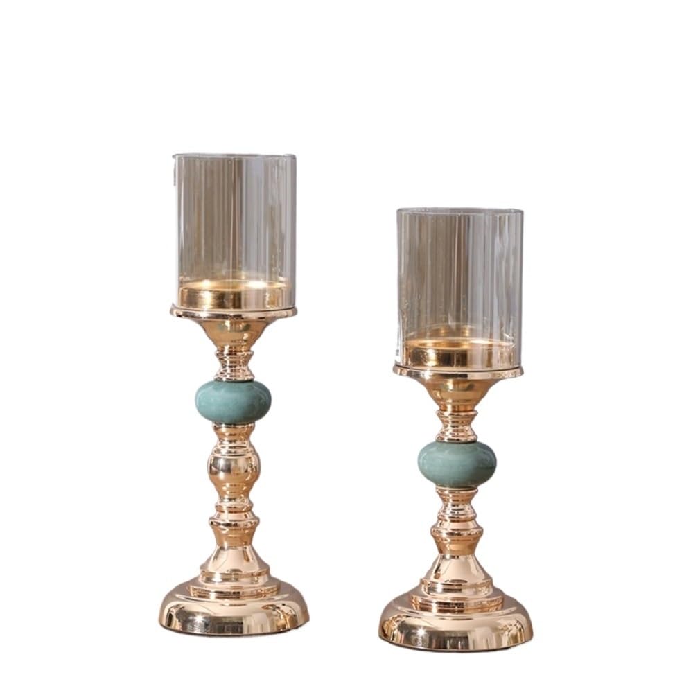 Vintage candle holder 2 Pcs Light Luxury Ceramic Glass Candlestick Vintage Decorative Ornament Dinner Table Candle Holder