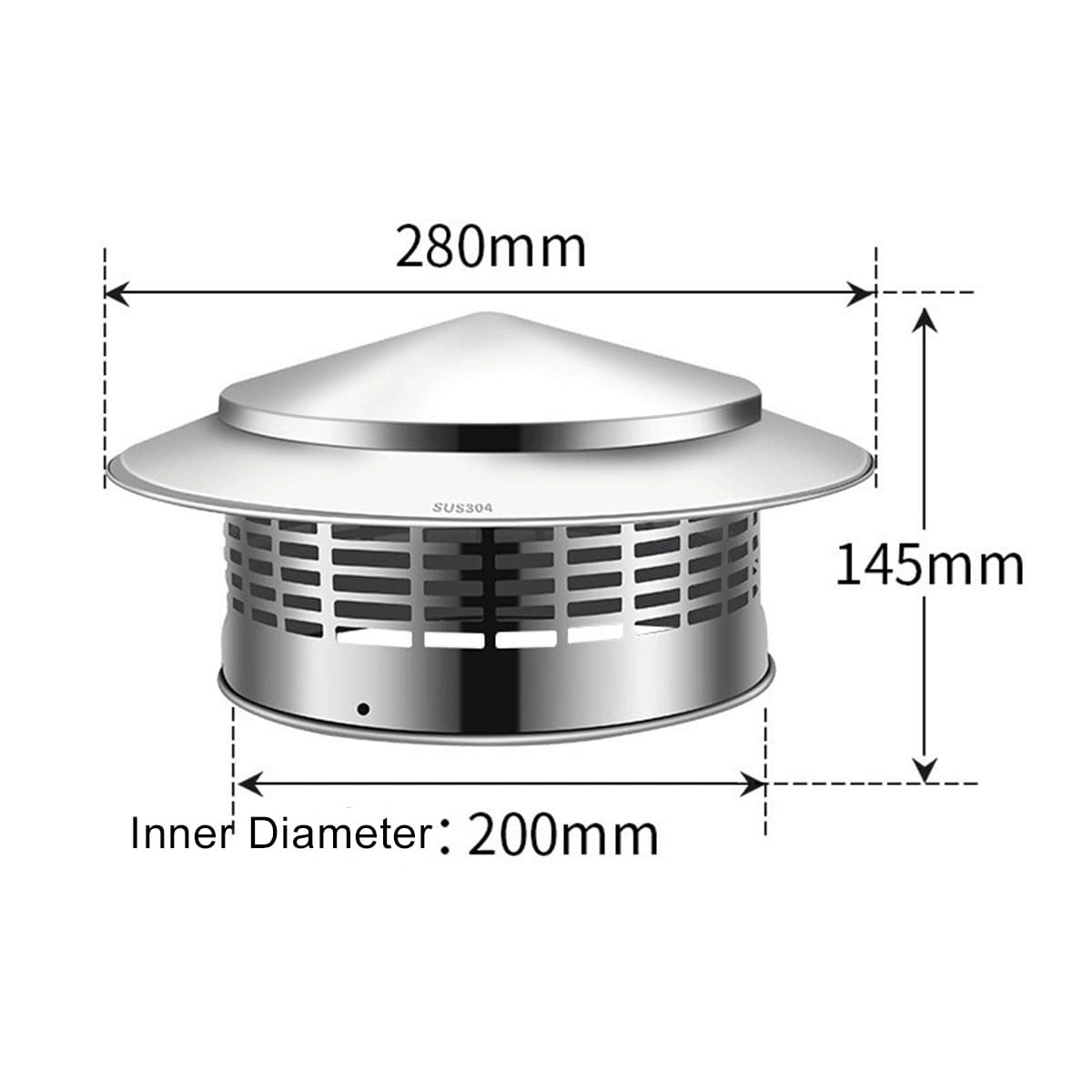 Acero Inoxidable 304 sombreretes de Chimenea 40 mm 50 mm 63 mm 75 mm, Parte Superior cónica sombrerete de Chimenea con Malla, Todo Weather sombreretes de Chimenea Techo Superior Vent