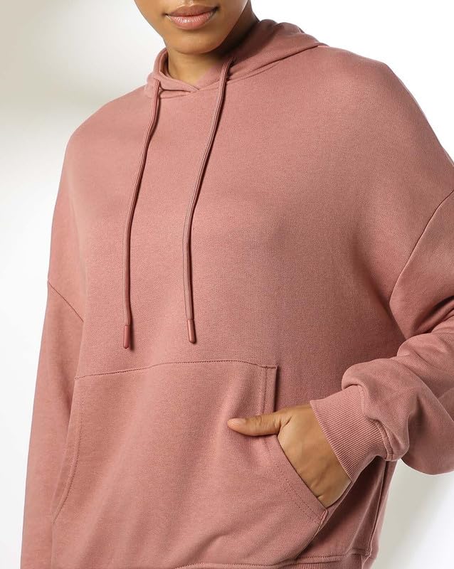 Image of PAKLON Solid Long Sleeves Hooded Neck Sweatshirt with Kangaroo Pocket Hoodie for Women's