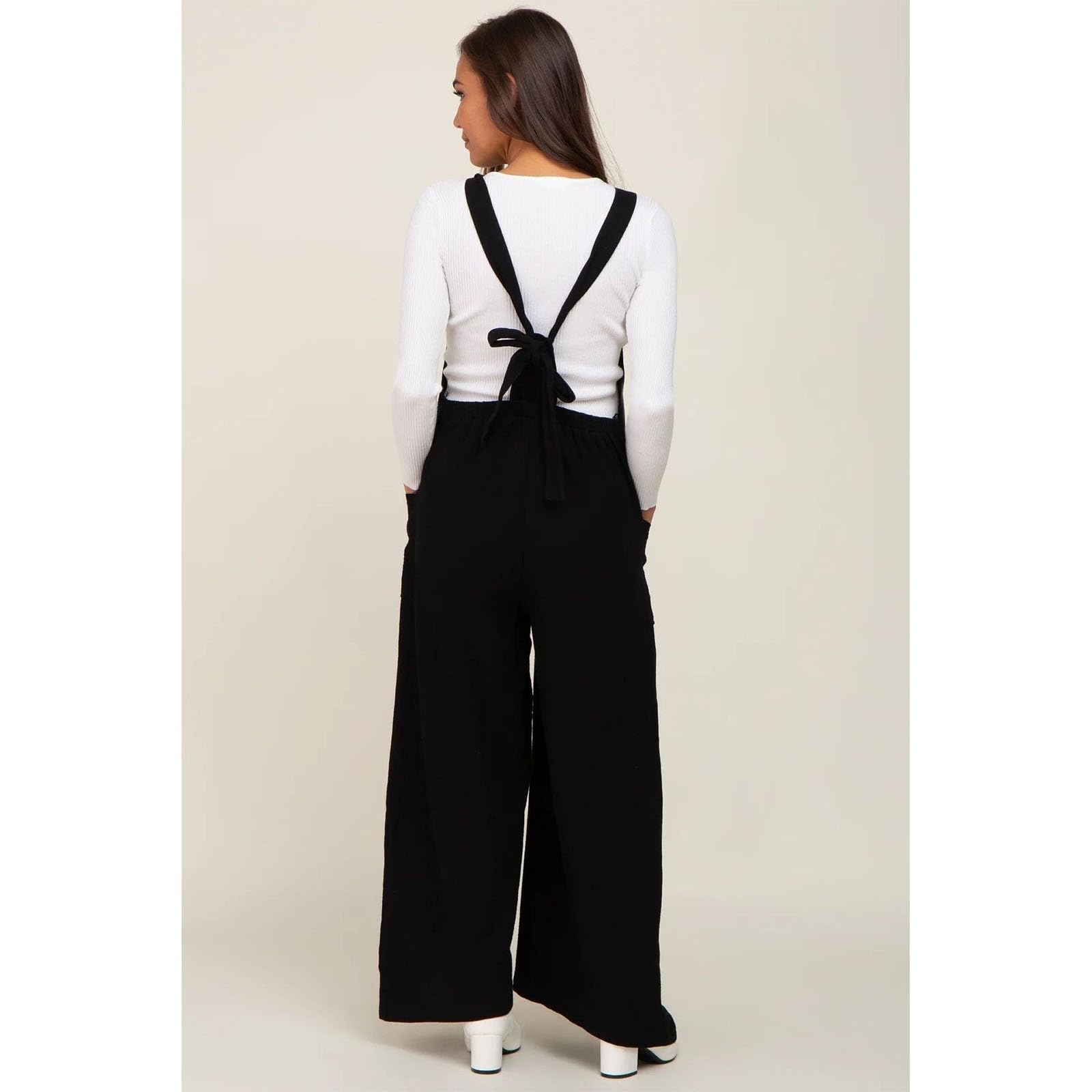 Mono de Maternidad para Mujer Algodón Lino Cómodo Mono Mujer Elegante Peto Jumpsuit Primavera Pantalones Tallas Grandes Holgados de Pierna Ancha Pantalones Largos Casual