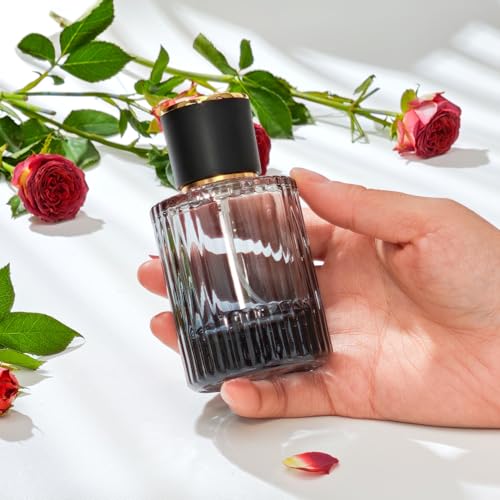 50ml/1.7 Oz Glass Spray Bottle Perfume Atomizer,Round Glass Perfume Travel Refillable Spray Bottle Empty with 3 Kinds of Dispenser (Black)3