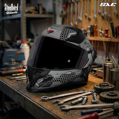 Image of Steelbird SBH-61 SXE X3 Pinlock ISI and Dot Certified Full Face Graphic Helmet for Men and Women with Inner Silver Sunshield