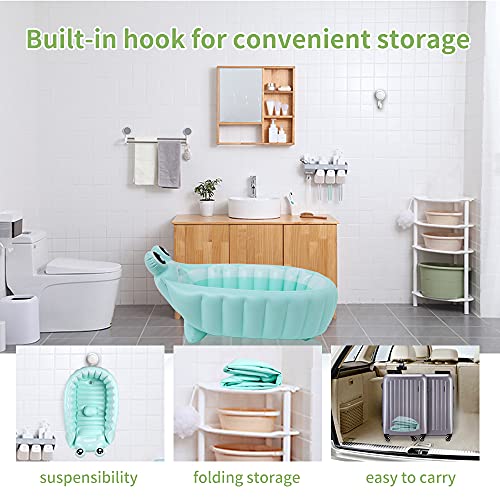 Image of Inflatable Baby Bathtub,Newborn to Toddler Bath Tub with Built-in Air Pump,Portable Travel Shower Basin with Back Support,Foldable Toddler Tub Shower for Kids 0-6 Months(Frog)