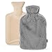 Price comparison product image LIVIVO 2L Hot Water Bottle with Insulating Cover and Pockets for Hands - Keep Cosy and Warm (Grey Faux-Fur)