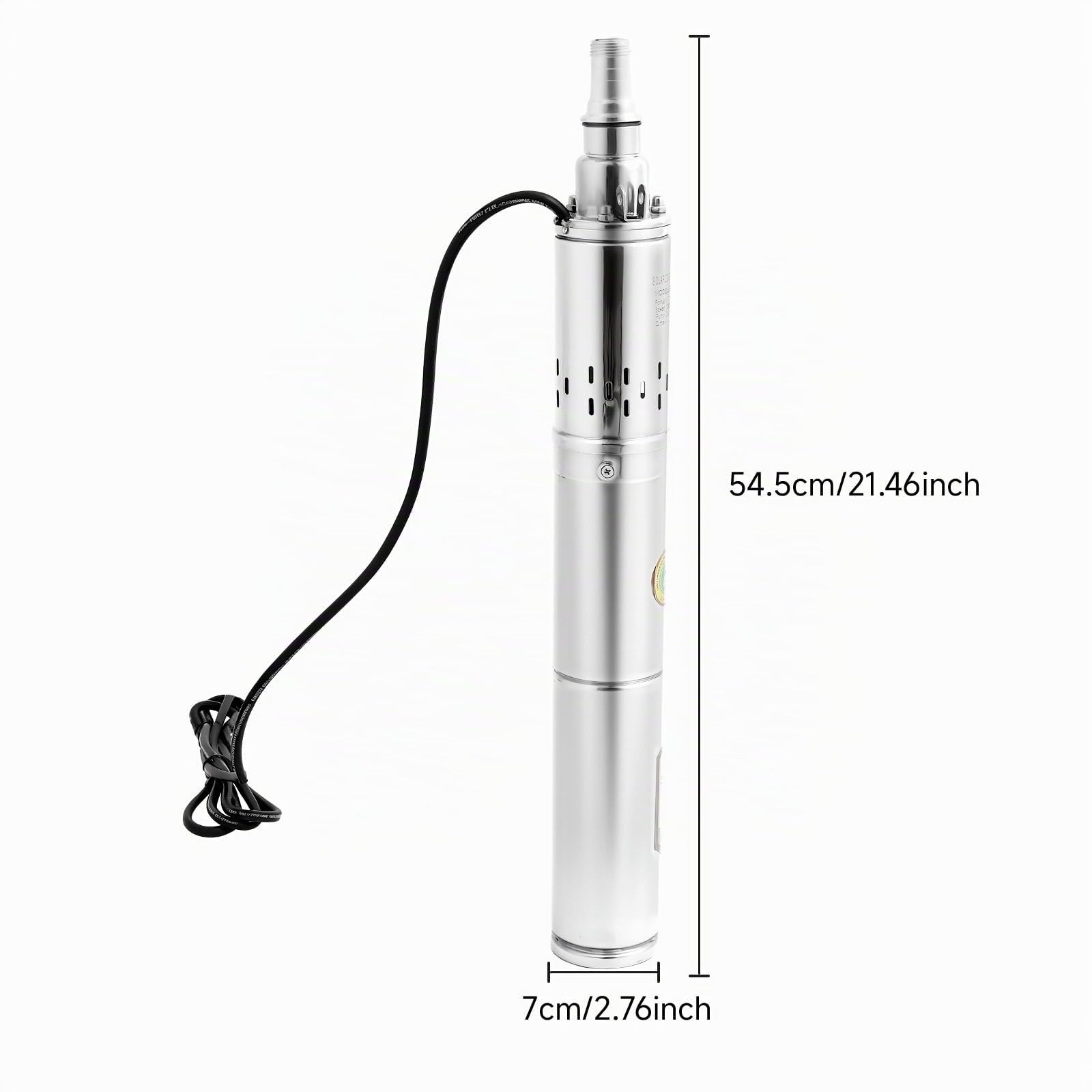 Bomba para pozos profundos, 24 V y 370 W, bomba sumergible de acero inoxidable, flujo máximo 2 m³/h, bomba sumergible solar para riego industrial de jardines