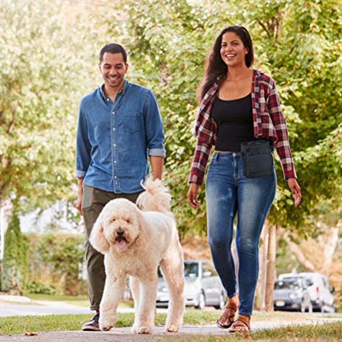 HANWELL Futterbeutel für Hunde Leckerlies, Hundeleckerlitasche mit Poop Spender-Verstellbarer Taillen/Schulterriemen, Mehrfachtaschen für Tragende Hunde Kibble und Spielzeug (Schwarz, Fußballmuster)