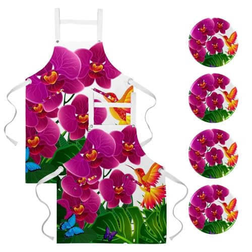 Tablier de serveuse oiseau papillon idéal pour pâtisserie et bistrot
