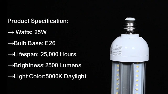GT-Lite 2500 Lumen LED Corn Cob Bulb, 25W Daylight 5000K, E26 Base
