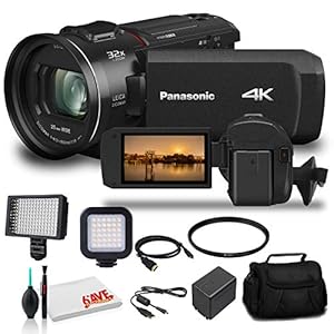 Panasonic HC-V800 Full HD Camcorder (HC-V800K) – Bundle – with LED Video Light + Soft Bag + Cleaning Set + 62mm UV Filter