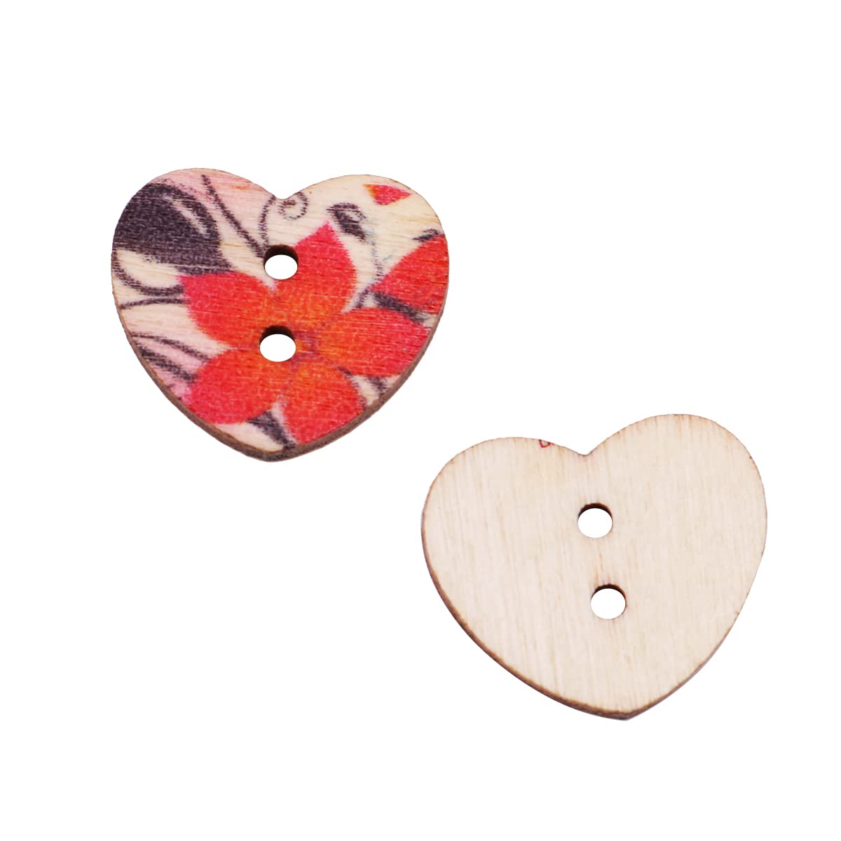 WINGONEER 500 pezzi Formato misto Legno di legno naturale Big Heart