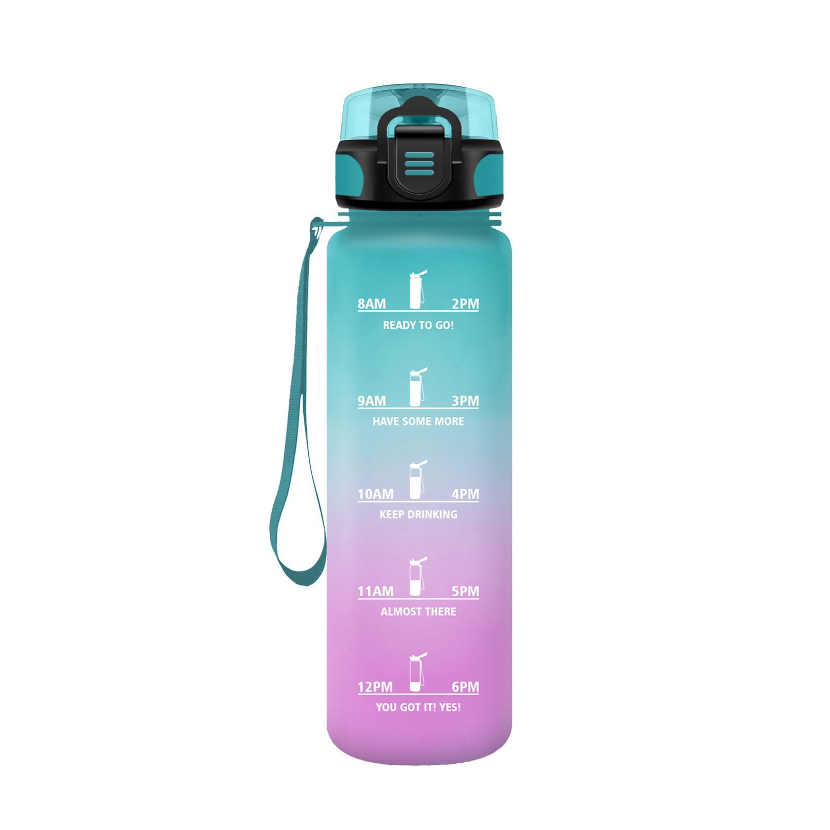 HoneyHolly Trinkflasche Sport, 500ml Auslaufsicher Kunststoff, Wasserflasche, Trinkflasche Kohlensäure Geeignet, Sportflasche für Fahrrad, Kinder, Schule, Fitness, Yoga, Green Powder
