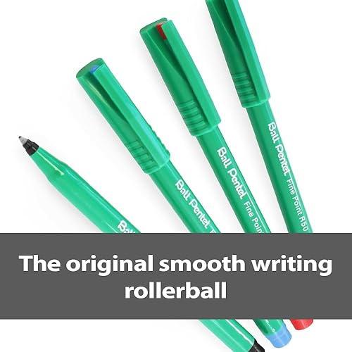 Miniatura 3 de Pentel, Punta R50-A de 0.016 in, tinta negra a base de agua, 1 paquete de 12 bolígrafos