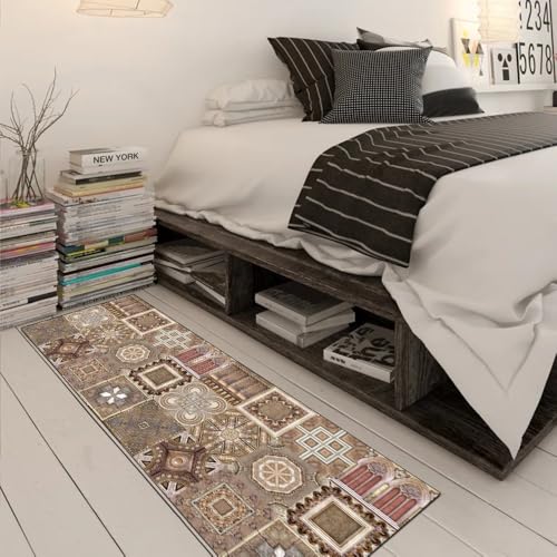 Alfombra pasillo lavable con base antideslizante estilo bohemio 3