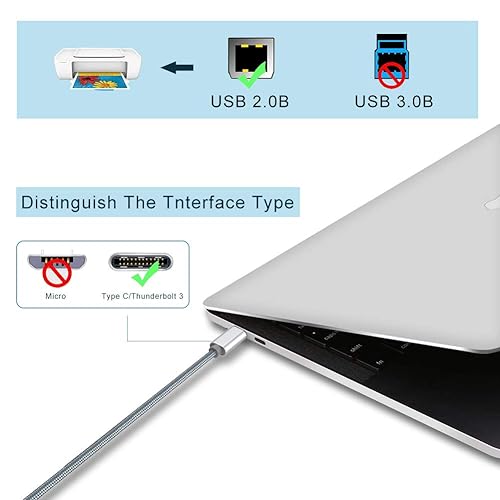 Miniatura 5 de Cable MIDI USB tipo C a USB tipo B, compatible con iPhone 1516 Pro Max Plus, iPad con puerto USB-C, cable de impresora USB C para portátiles, PC con