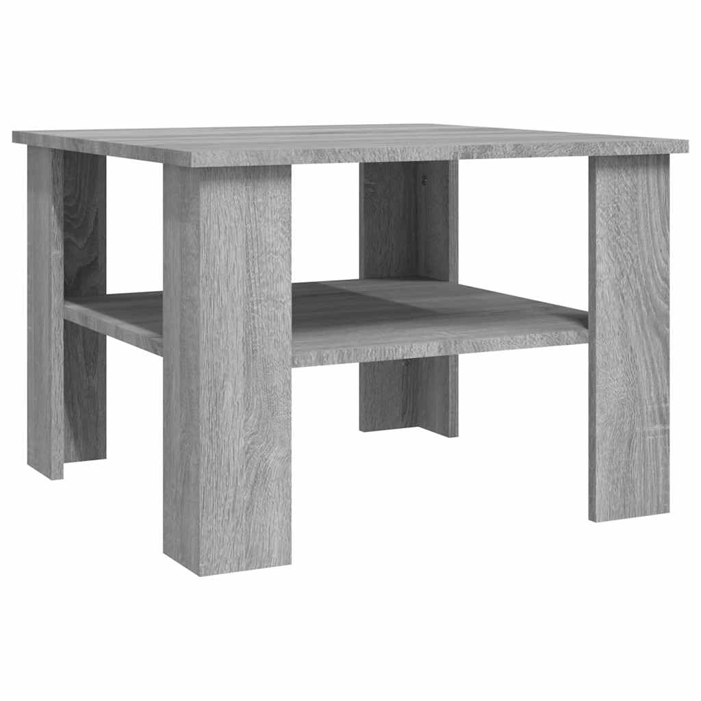 Mesa de centro Sonoma gris 60 x 60 cm de material de madera con estante abierto, diseño moderno, resistente y fácil de limpiar, para salón, sofá o rincón y espacios pequeños