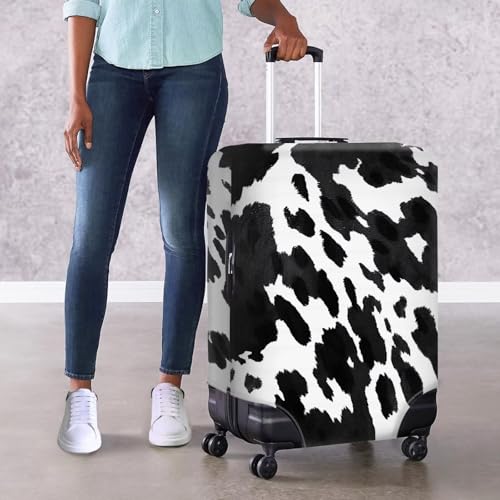 Luggage Covers for Suitcase, Black Cow Hide Print Elastic Travel Luggage Covers, Anti-Scratch Suitcase Cover Protector Fits 22-24 Inch Luggage (M)4