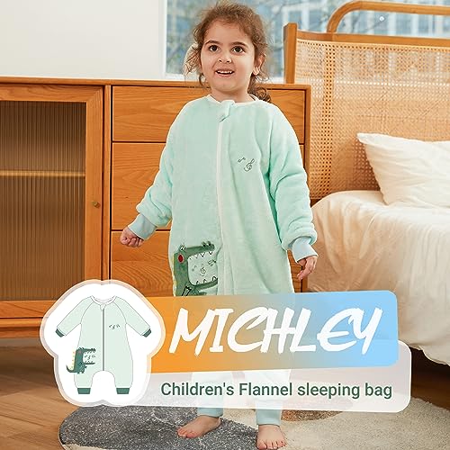 Image of MICHLEY Baby Sleeping Bag Sack with Legs Long Sleeve Wearable Pajamas | wearable blanket toddler baby, 9 Months-6T, Animal Designs, Flannel, Machine Wash