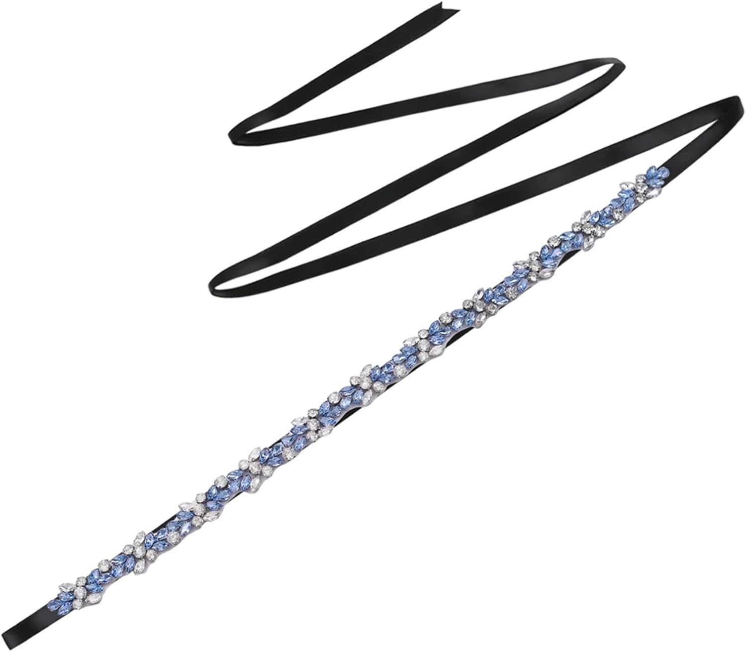 Women’S Thin Dress Belt With Crystal Stone Applique A Design Bridal Tie Sash For Wedding And Party Attire