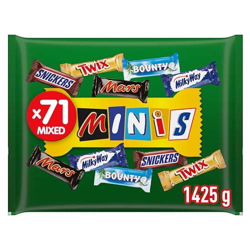 Mixed Snickers Mars Twix und weitere Mini Schokoriegel | Großpackung Schokolade | Party Mix | 71 Riegel | 1 x 1 4kg
