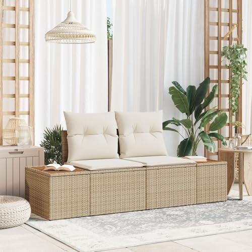 Gecheer Divano da giardino 2 posti con cuscini beige in rattan polietilene,Divanetto,Divani,Divano da Esterno,da Giardino,Divano da Giardino,Poltrona da Giardino,Divano sofa esterno giardino,P42006816