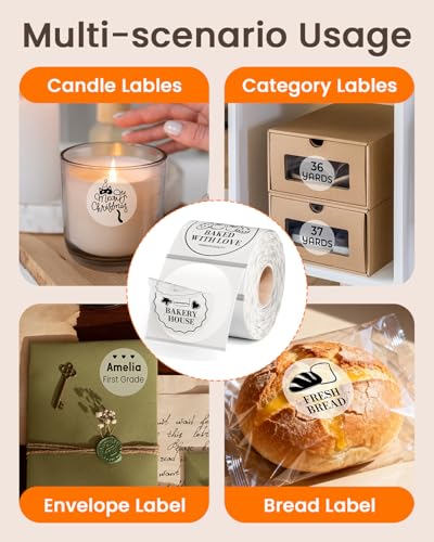 Image of 300Pcs 2 Inch Thermal Label -2x2 Circle Thermal Labels,Self-Adhesive Round Direct Thermal Labels for Custom Stickers, Logo Design, Multipurpose Circle Stickers