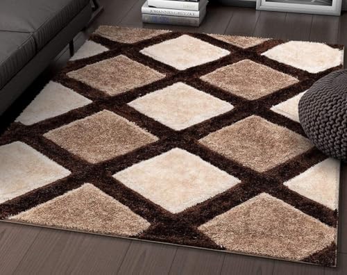 Image of F R Creation Polyester Shaggy Bedside Runner, Soft Indoor Modern Shaggy, Soft Rugs for- Living Room, Dinning Room, Office, Bedroom & Hallway Carpet Rugs (5X8 Feet Multi)