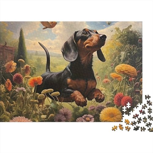 Puzzle de 1000 piezas de perro salchicha y flores: el regalo ideal para adultos creativos