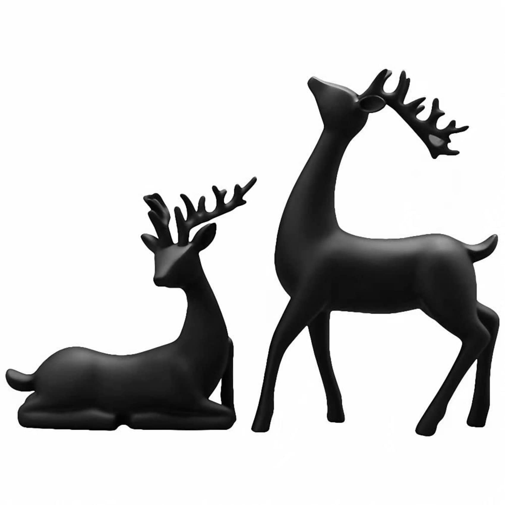 pizarra 2 Resin Deer Statues Sculpture Deer Ornaments for Living Room TV/Wine Cabinet Home Decor B