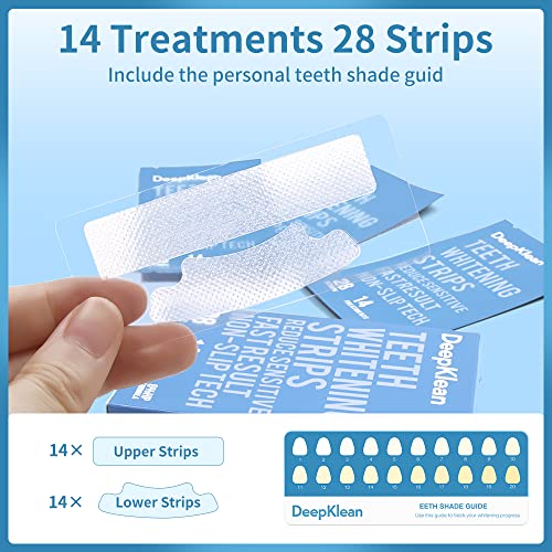 Image of Teeth Whitening Strips - DeepKlean White Strips for Removing Years Stains, Enamel Safe, 3 Days Express Result, 28 Teeth Whitener Strips for Teeth Sensitive 14 Treatments Peppermint Non-Slip Strips