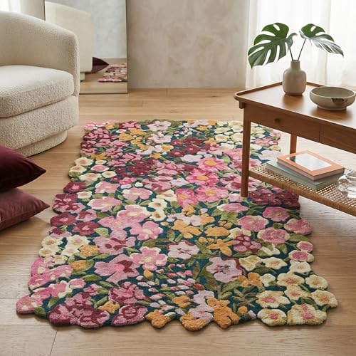 Handmade Colorful Floral Silk & Wool Area Rug | Spring...