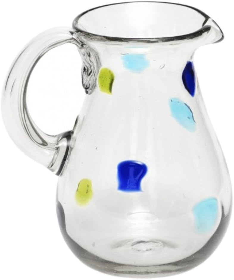 GLASS CARAFE / PITCHER - WATER JUICE – MOUTH-BLOWN GLASS - FAIR TRADE (Dots)