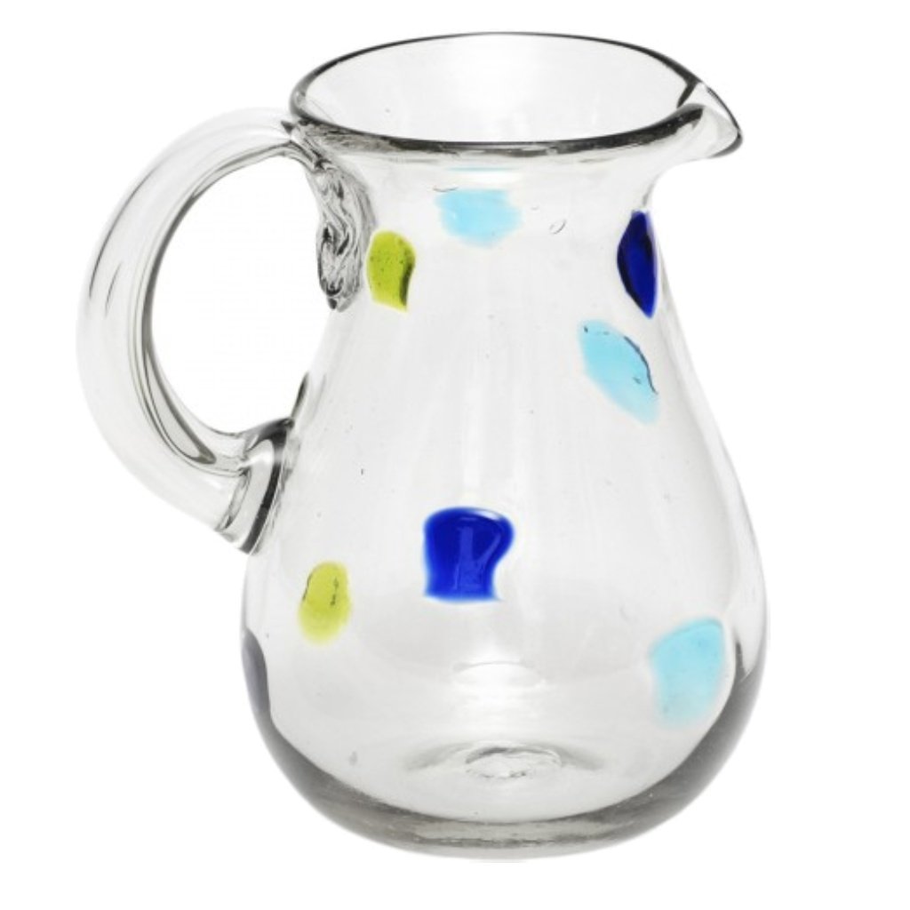 GLASS CARAFE / PITCHER - WATER JUICE – MOUTH-BLOWN GLASS - FAIR TRADE (Dots)