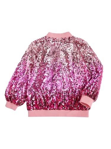 Floerns Girl's Contrast Sequin Long Sleeve Baseball Collar Zip Up Bomber Jacket2