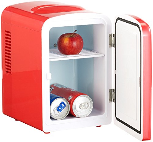 Mini Dosen Kühlschrank: Mini-Kühlschrank mit Warmhalte-Funktion, 4 Liter, für 12/230 Volt, rot (Kleiner Kühlschrank)