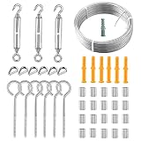 tensor ojo ojo 3/8 【Amplia aplicación】: este kit de alambre de jardín de 1,5 mm x 30 m de largo tiene una amplia gama de usos, no solo puede colgar plantas, cortinas, linternas, tendederos, cables de cubierta de barandillas, cercas y soportes de cables para exteriores, fotos, etc., sino también soporta alambre de jardín para plantas trepadoras, barandillas de jardín, decoración de festivales, etc.